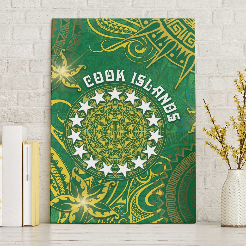 Cook Islands Canvas Wall Art Hibiscus Polynesian Tribal Pattern DT05 Without Frame Green - Polynesian Pride