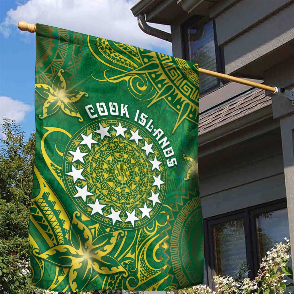 Cook Islands Garden Flag Hibiscus Polynesian Tribal Pattern DT05 - Polynesian Pride