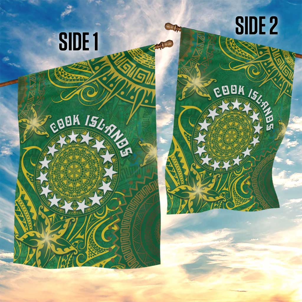 Cook Islands Garden Flag Hibiscus Polynesian Tribal Pattern DT05 - Polynesian Pride