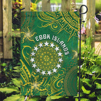 Cook Islands Garden Flag Hibiscus Polynesian Tribal Pattern DT05 Garden Flag Green - Polynesian Pride