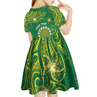 Personalised Cook Islands Kid Short Sleeve Dress Hibiscus Polynesian Tribal Pattern DT05 - Polynesian Pride