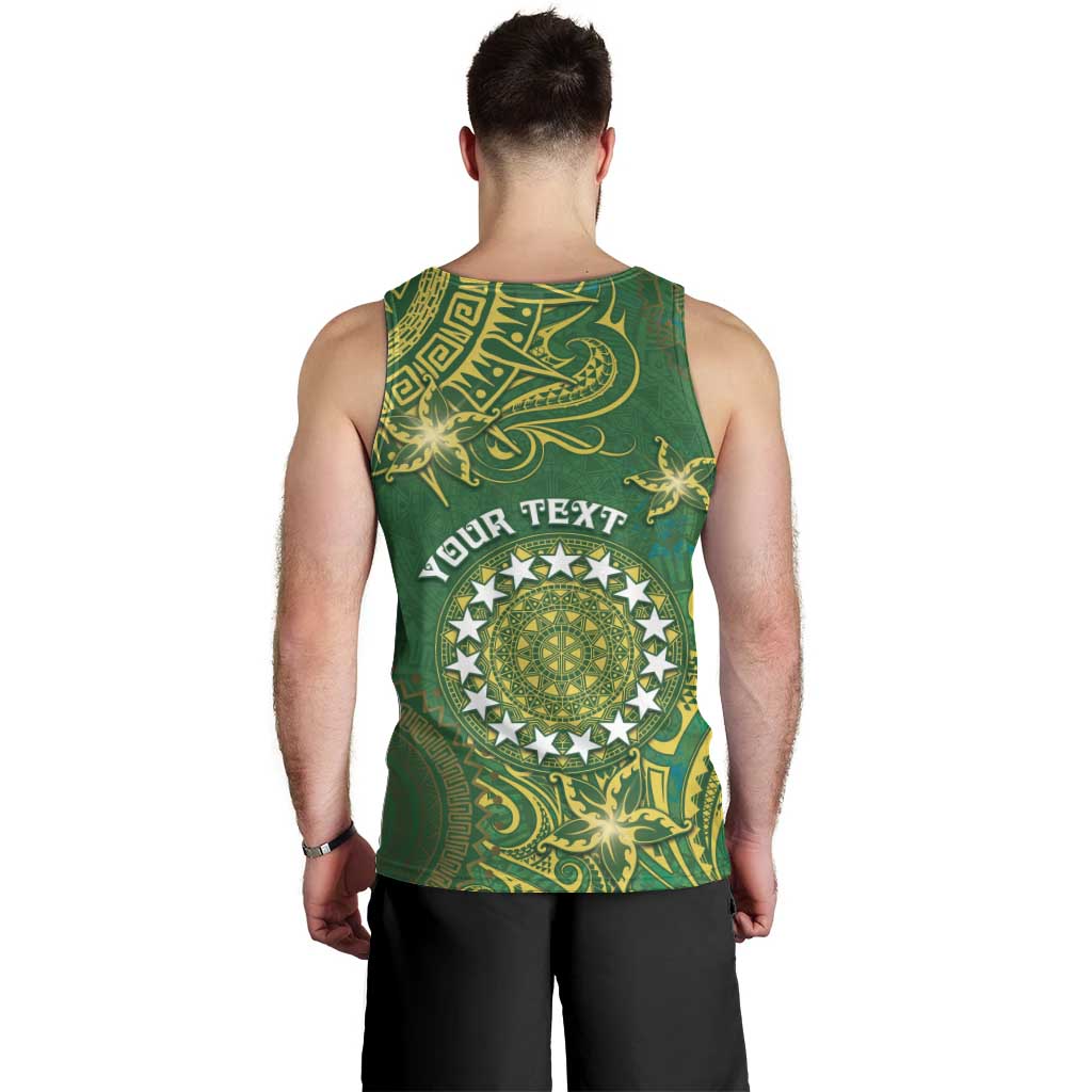 Personalised Cook Islands Men Tank Top Hibiscus Polynesian Tribal Pattern DT05 - Polynesian Pride