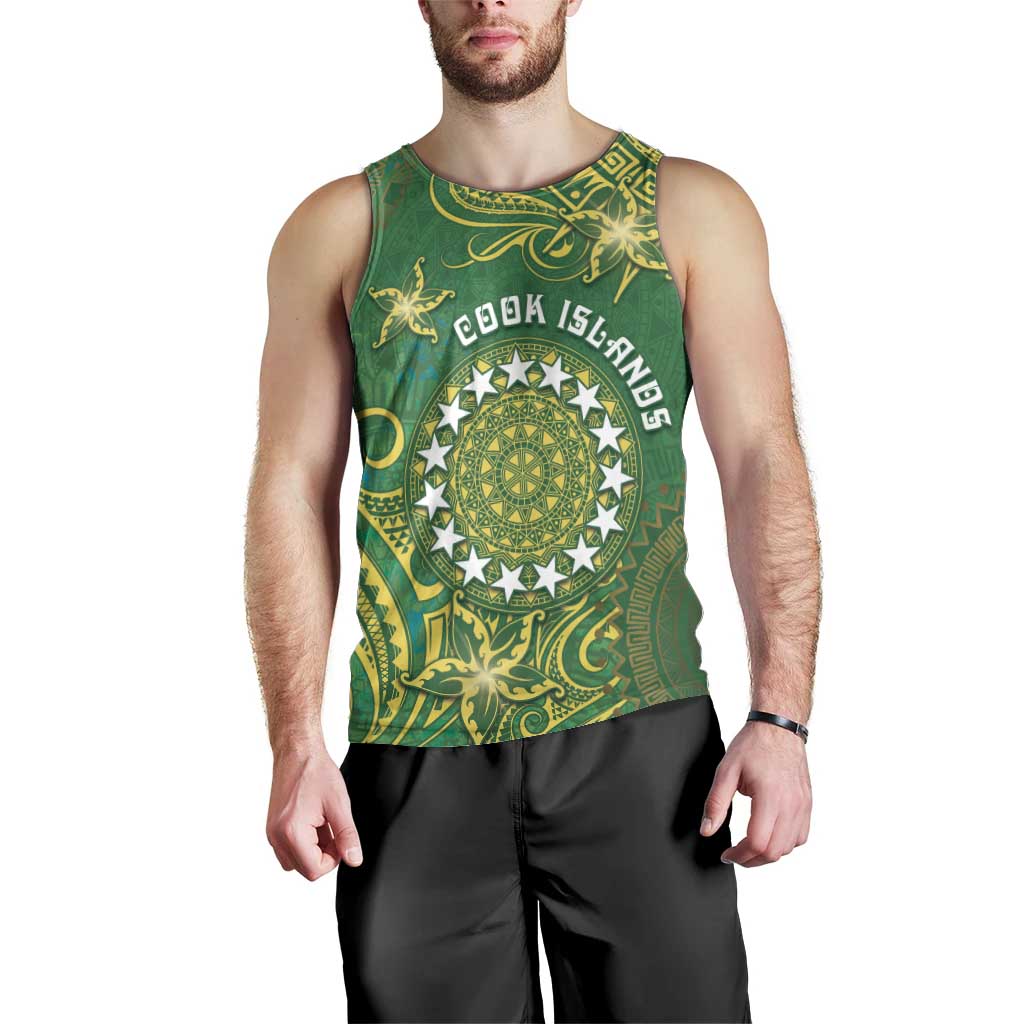 Personalised Cook Islands Men Tank Top Hibiscus Polynesian Tribal Pattern DT05 - Polynesian Pride
