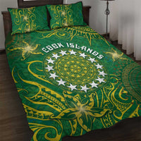 Cook Islands Quilt Bed Set Hibiscus Polynesian Tribal Pattern DT05 Green - Polynesian Pride