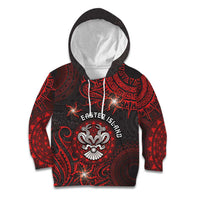 Personalised Easter Island Kid Hoodie Hibiscus Polynesian Tribal Pattern DT05 Hoodie Black - Polynesian Pride