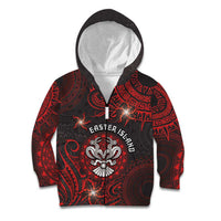 Personalised Easter Island Kid Hoodie Hibiscus Polynesian Tribal Pattern DT05 Zip Hoodie Black - Polynesian Pride