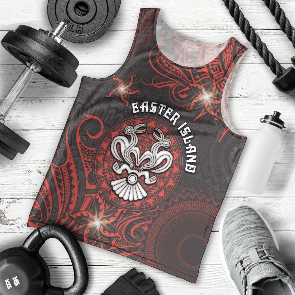 Personalised Easter Island Men Tank Top Hibiscus Polynesian Tribal Pattern DT05 - Polynesian Pride