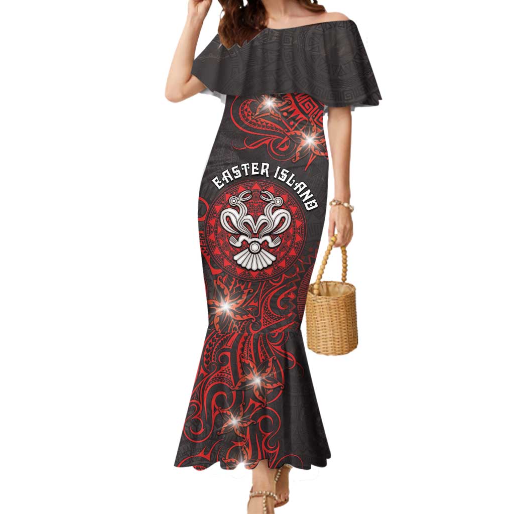 Personalised Easter Island Mermaid Dress Hibiscus Polynesian Tribal Pattern DT05 Women Black - Polynesian Pride