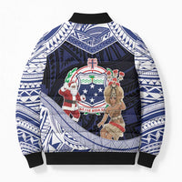 Samoa Christmas Bomber Puffer Jacket Samoan Siva Dance With Santa DT05 - Polynesian Pride