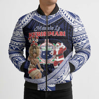 Samoa Christmas Bomber Puffer Jacket Samoan Siva Dance With Santa DT05 - Polynesian Pride
