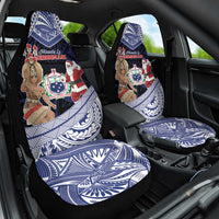 Samoa Christmas Car Seat Cover Samoan Siva Dance With Santa DT05 One Size Navy - Polynesian Pride