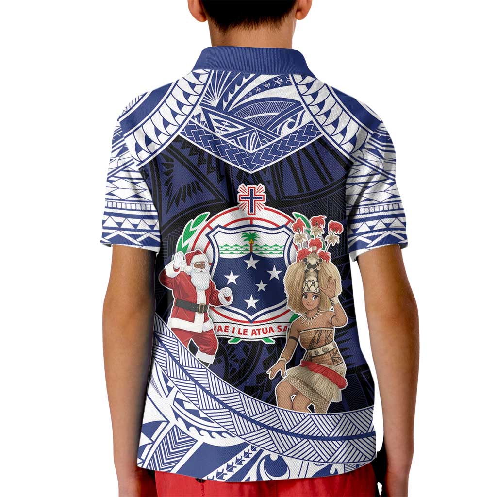 Samoa Christmas Kid Polo Shirt Samoan Siva Dance With Santa DT05 - Polynesian Pride