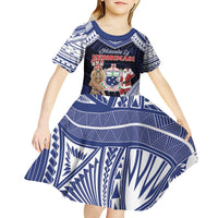 Samoa Christmas Kid Short Sleeve Dress Samoan Siva Dance With Santa DT05 - Polynesian Pride
