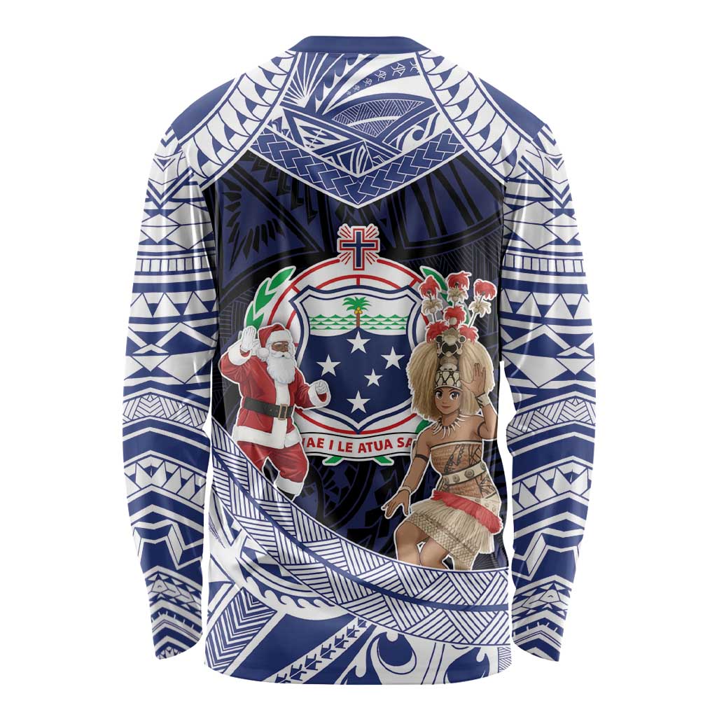 Samoa Christmas Long Sleeve Shirt Samoan Siva Dance With Santa DT05 - Polynesian Pride