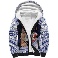 Samoa Christmas Sherpa Hoodie Samoan Siva Dance With Santa DT05 Unisex Navy - Polynesian Pride
