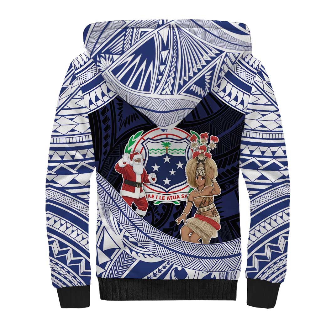 Samoa Christmas Sherpa Hoodie Samoan Siva Dance With Santa DT05 - Polynesian Pride