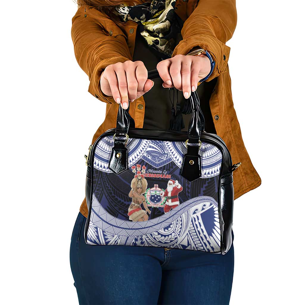 Samoa Christmas Shoulder Handbag Samoan Siva Dance With Santa DT05 One Size Navy - Polynesian Pride