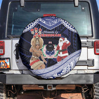 Samoa Christmas Spare Tire Cover Samoan Siva Dance With Santa DT05 Navy - Polynesian Pride