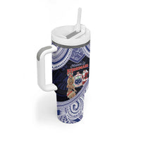 Samoa Christmas Tumbler With Handle Samoan Siva Dance With Santa DT05 - Polynesian Pride