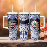 Samoa Christmas Tumbler With Handle Samoan Siva Dance With Santa DT05 - Polynesian Pride
