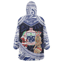 Samoa Christmas Wearable Blanket Hoodie Samoan Siva Dance With Santa DT05 - Polynesian Pride