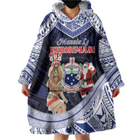 Samoa Christmas Wearable Blanket Hoodie Samoan Siva Dance With Santa DT05 - Polynesian Pride