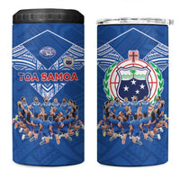 Toa Samoa 4 in 1 Can Cooler Tumbler Samoan Warrior Spirit Rugby DT05 One Size: 16 oz Blue - Polynesian Pride
