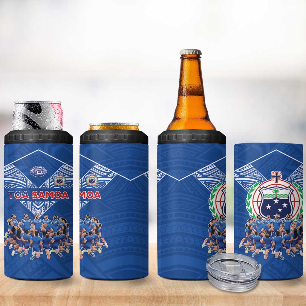 Toa Samoa 4 in 1 Can Cooler Tumbler Samoan Warrior Spirit Rugby DT05 - Polynesian Pride