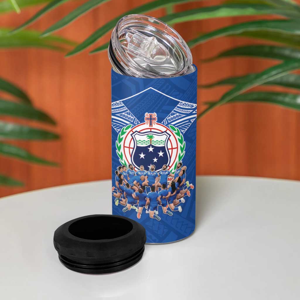 Toa Samoa 4 in 1 Can Cooler Tumbler Samoan Warrior Spirit Rugby DT05 - Polynesian Pride