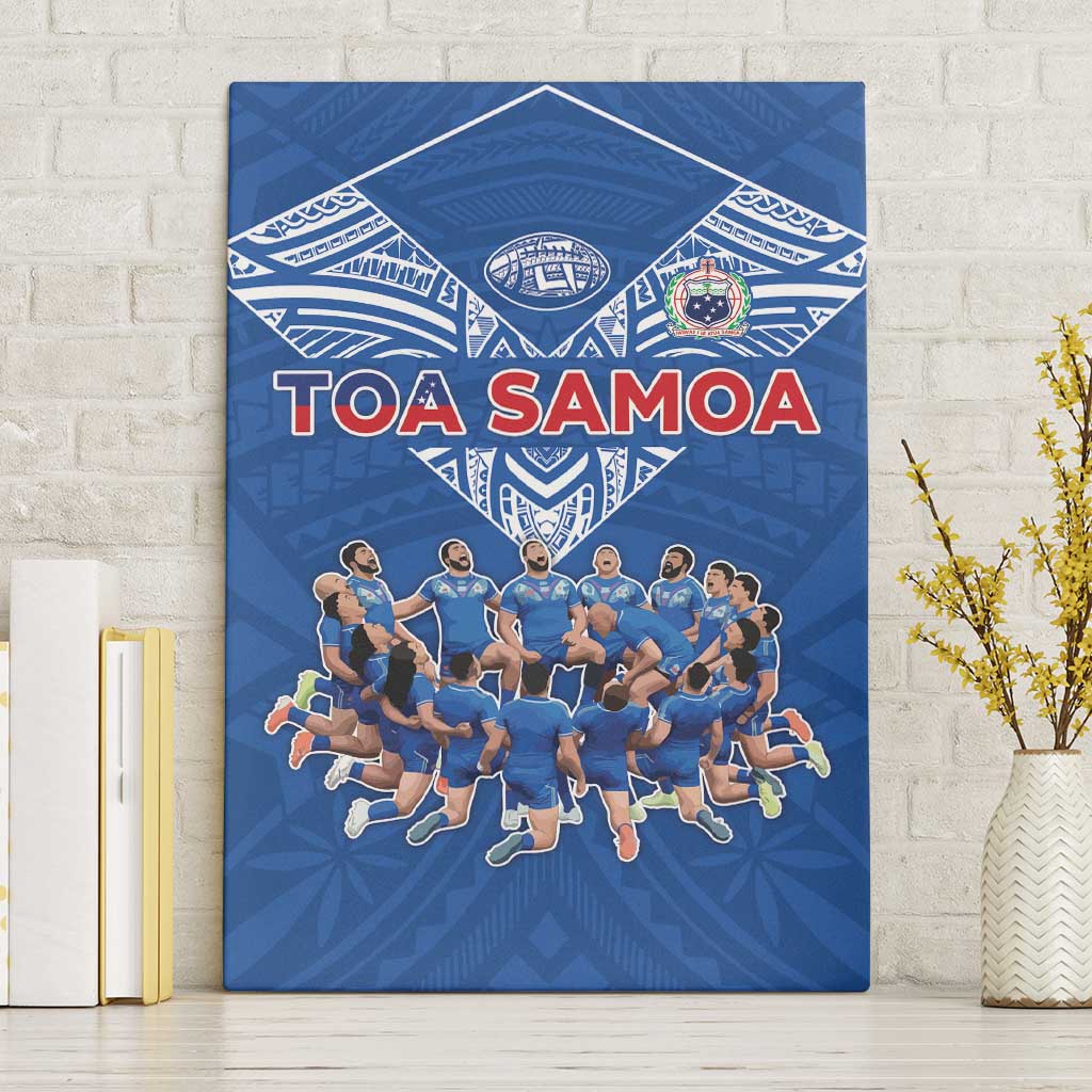 Toa Samoa Canvas Wall Art Samoan Warrior Spirit Rugby DT05 Without Frame Blue - Polynesian Pride