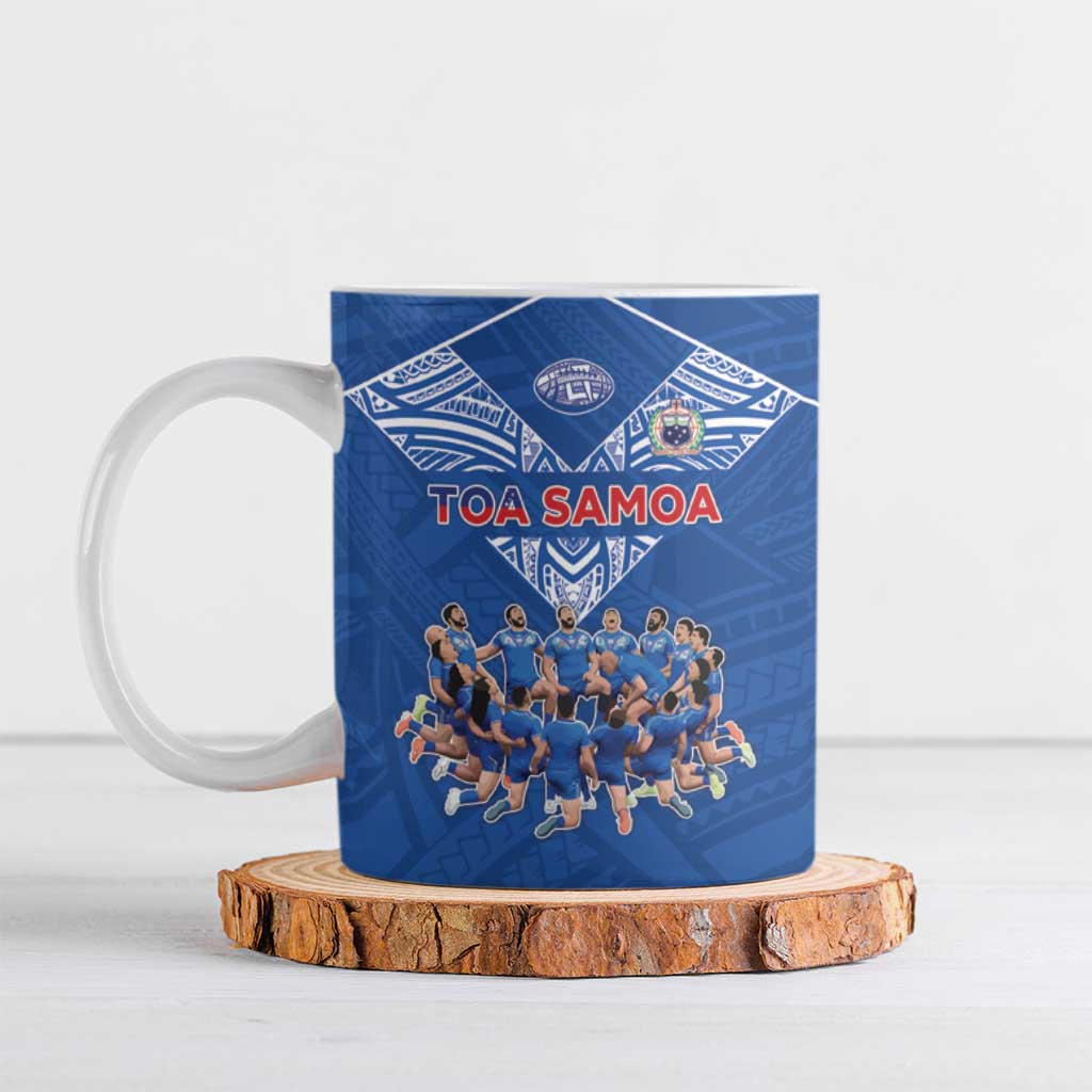 Toa Samoa Ceramic Mug Samoan Warrior Spirit Rugby DT05 Blue - Polynesian Pride