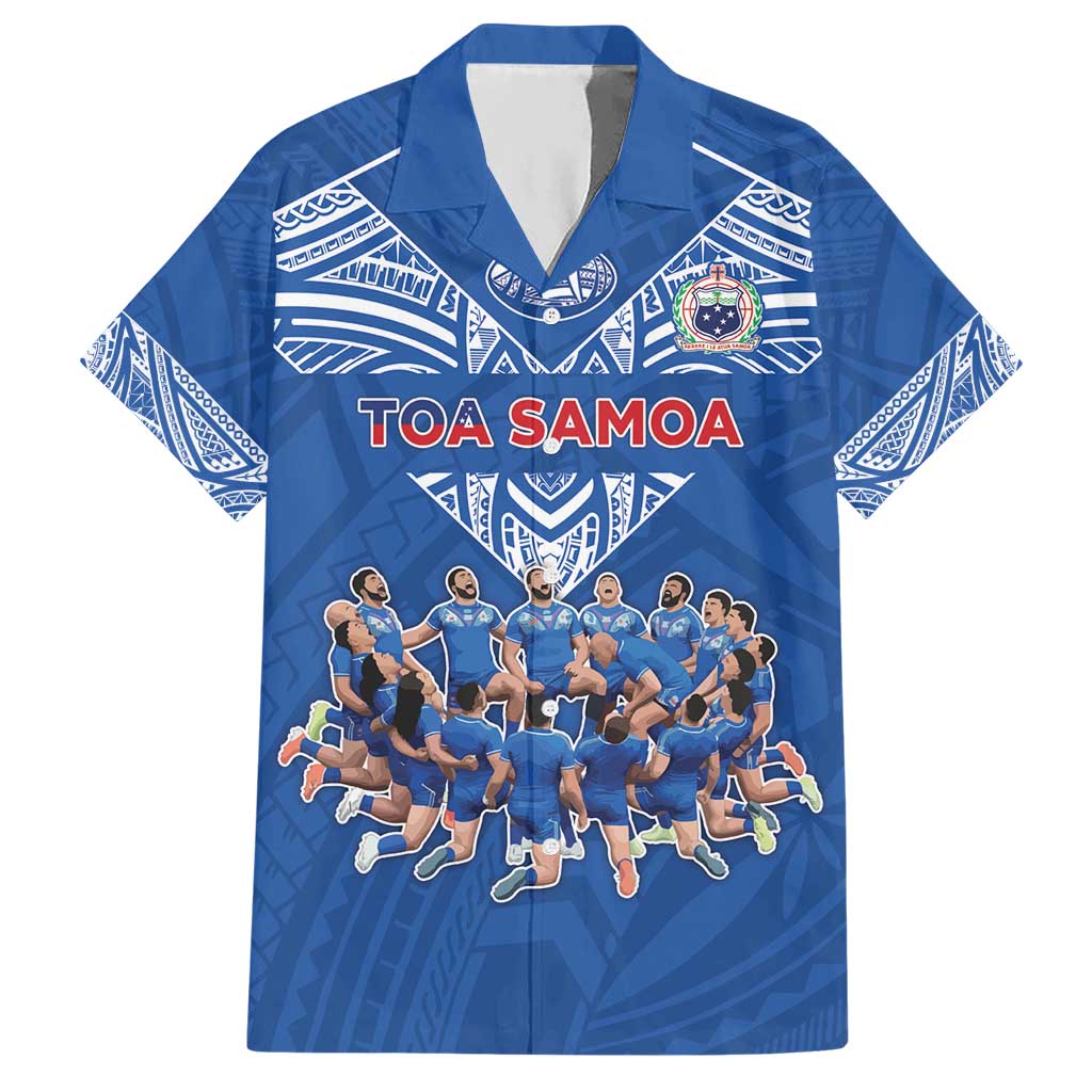Toa Samoa Hawaiian Shirt Samoan Warrior Spirit Rugby DT05 Blue - Polynesian Pride