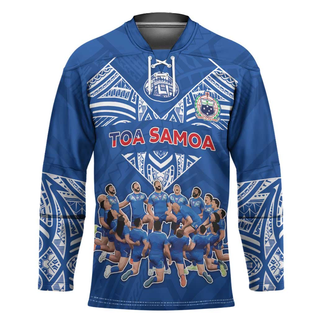 Toa Samoa Hockey Jersey Samoan Warrior Spirit Rugby DT05 Unisex Blue - Polynesian Pride