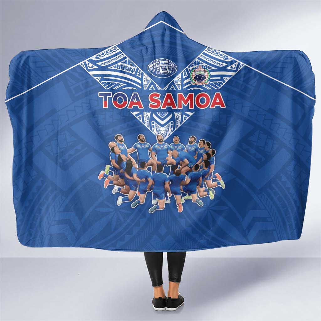Toa Samoa Hooded Blanket Samoan Warrior Spirit Rugby DT05 One Size Blue - Polynesian Pride