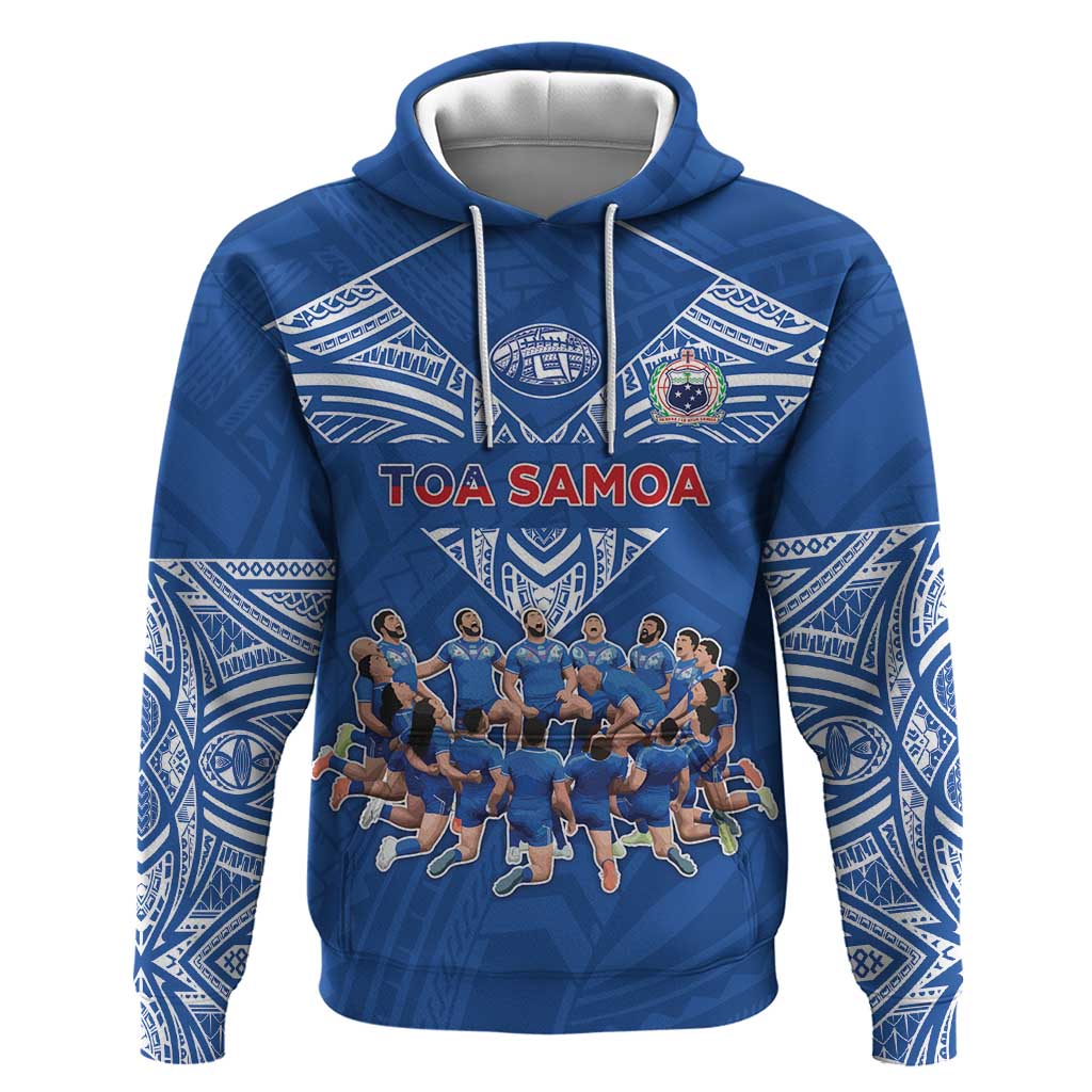 Toa Samoa Hoodie Samoan Warrior Spirit Rugby DT05 Pullover Hoodie Blue - Polynesian Pride