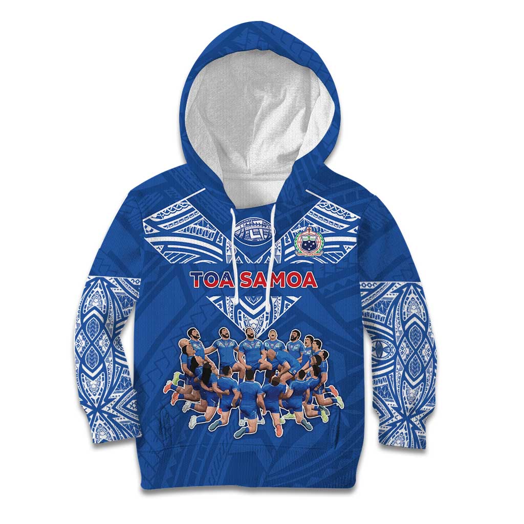 Toa Samoa Kid Hoodie Samoan Warrior Spirit Rugby DT05 Hoodie Blue - Polynesian Pride
