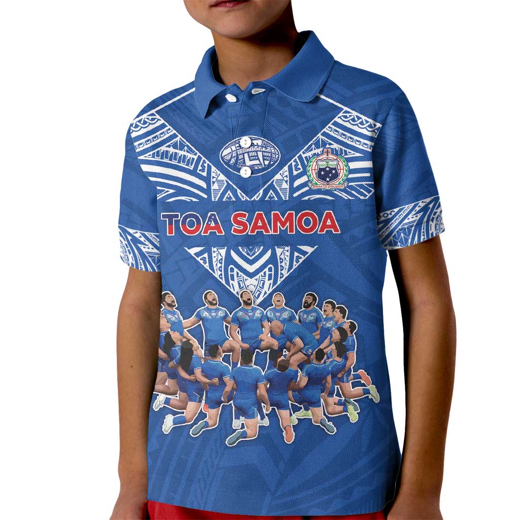 Toa Samoa Kid Polo Shirt Samoan Warrior Spirit Rugby DT05 Kid Blue - Polynesian Pride