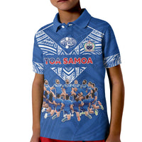 Toa Samoa Kid Polo Shirt Samoan Warrior Spirit Rugby DT05 Kid Blue - Polynesian Pride