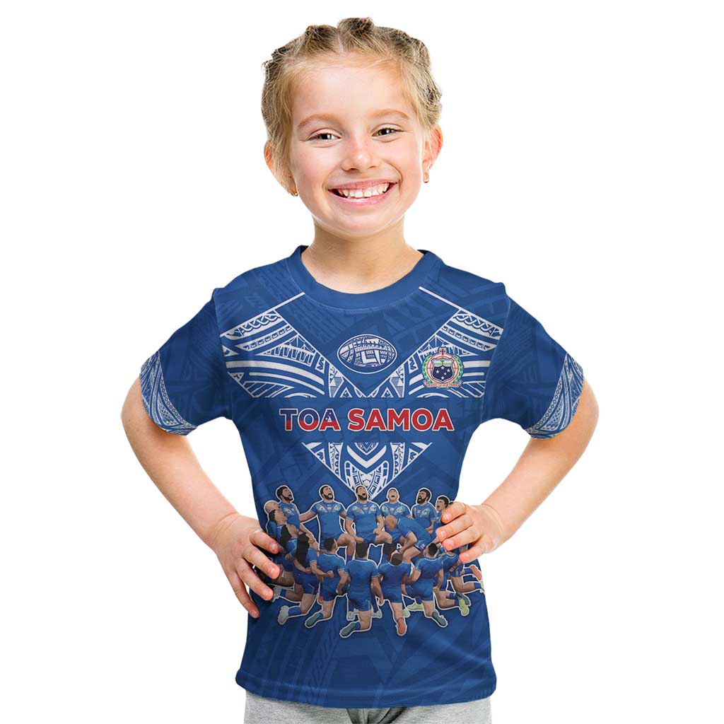 Toa Samoa Kid T Shirt Samoan Warrior Spirit Rugby DT05 Blue - Polynesian Pride