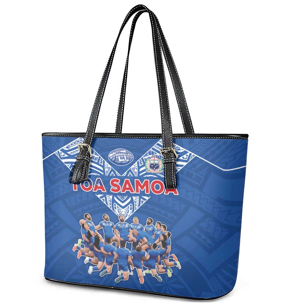 Toa Samoa Leather Tote Bag Samoan Warrior Spirit Rugby DT05 - Polynesian Pride