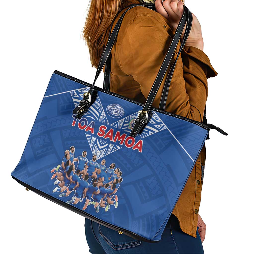Toa Samoa Leather Tote Bag Samoan Warrior Spirit Rugby DT05 - Polynesian Pride