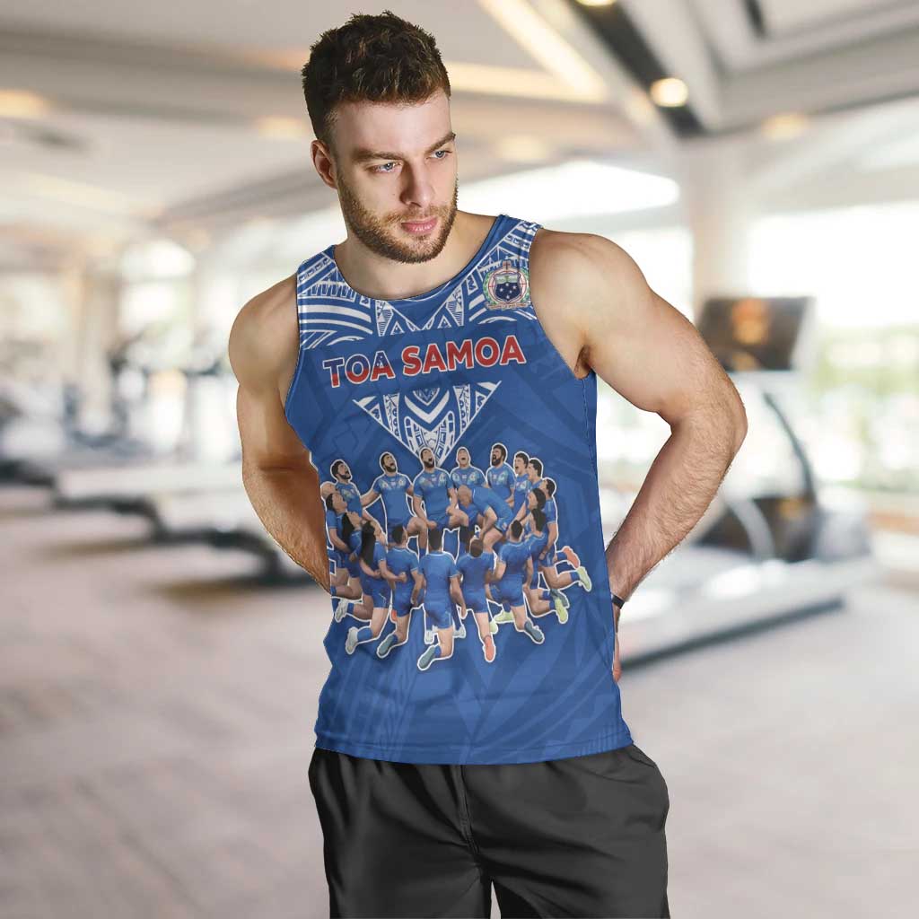 Toa Samoa Men Tank Top Samoan Warrior Spirit Rugby DT05 Blue - Polynesian Pride