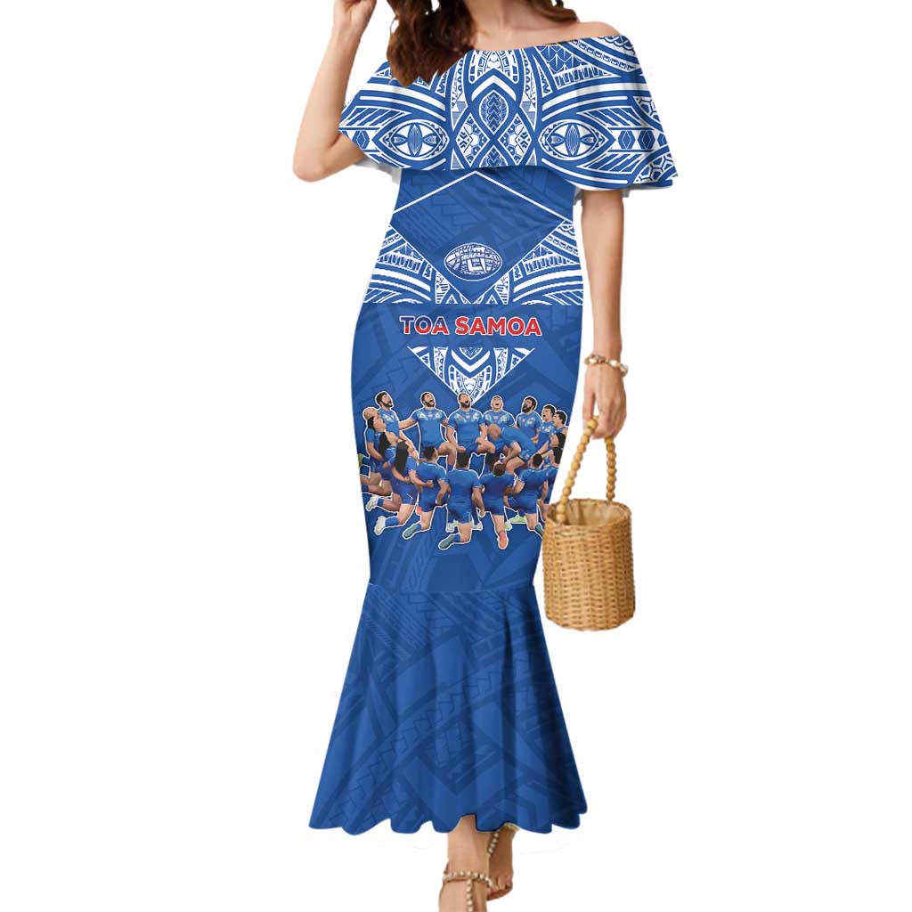 Toa Samoa Mermaid Dress Samoan Warrior Spirit Rugby DT05 Women Blue - Polynesian Pride