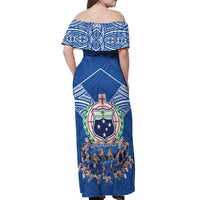 Toa Samoa Off Shoulder Maxi Dress Samoan Warrior Spirit Rugby DT05 - Polynesian Pride