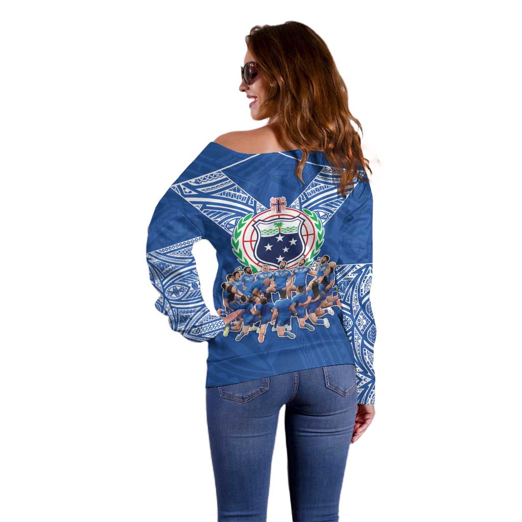 Toa Samoa Off Shoulder Sweater Samoan Warrior Spirit Rugby DT05 - Polynesian Pride