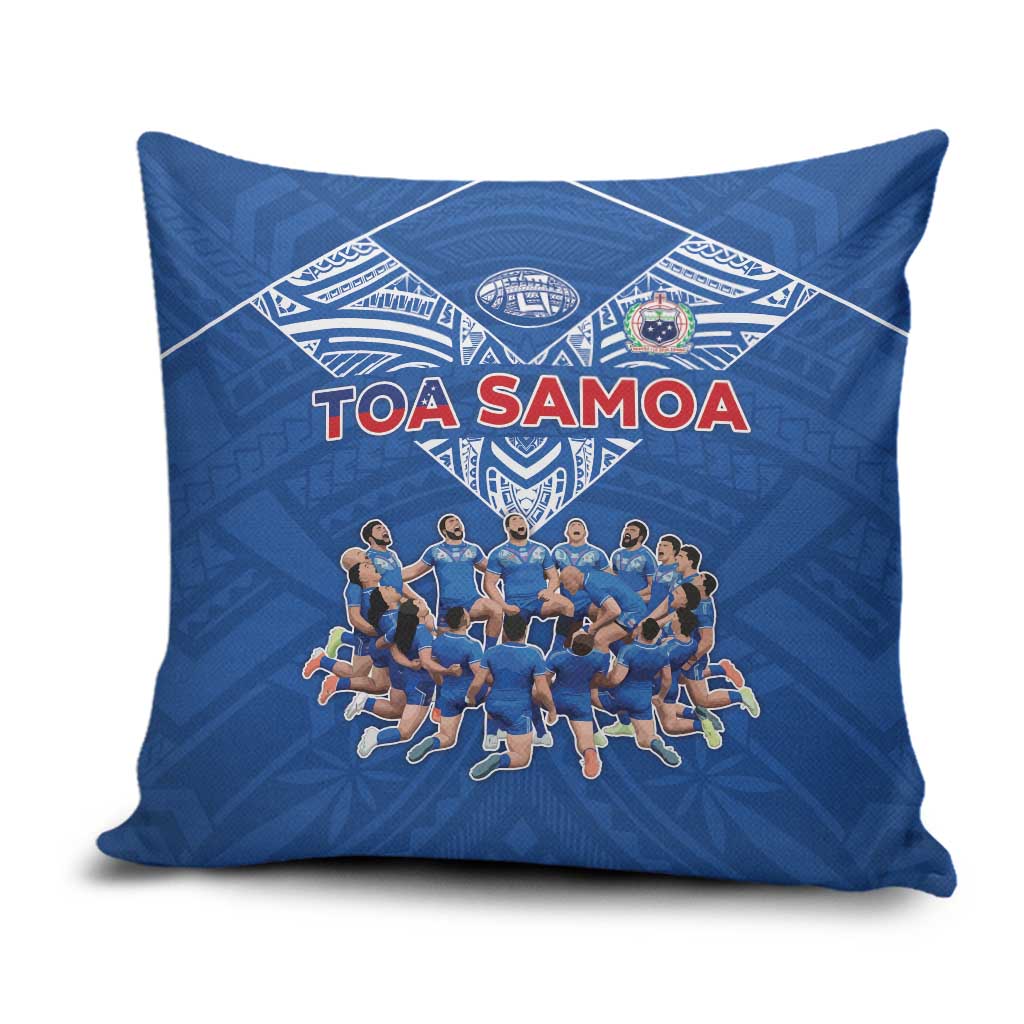 Toa Samoa Pillow Cover Samoan Warrior Spirit Rugby DT05 Blue - Polynesian Pride