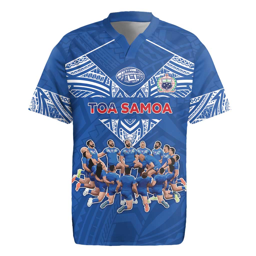Toa Samoa Rugby Jersey Samoan Warrior Spirit Rugby DT05 Blue - Polynesian Pride