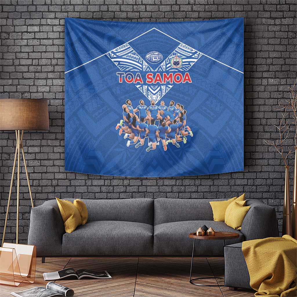 Toa Samoa Tapestry Samoan Warrior Spirit Rugby DT05 Blue - Polynesian Pride