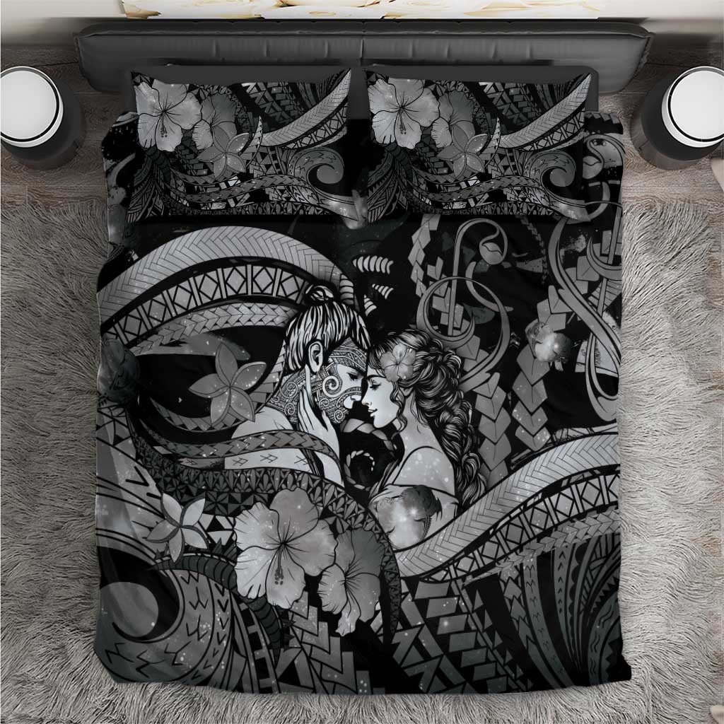 Maori Romantic Valentine Bedding Set The Hongi Kiss Black Galaxy DT05 Black - Polynesian Pride