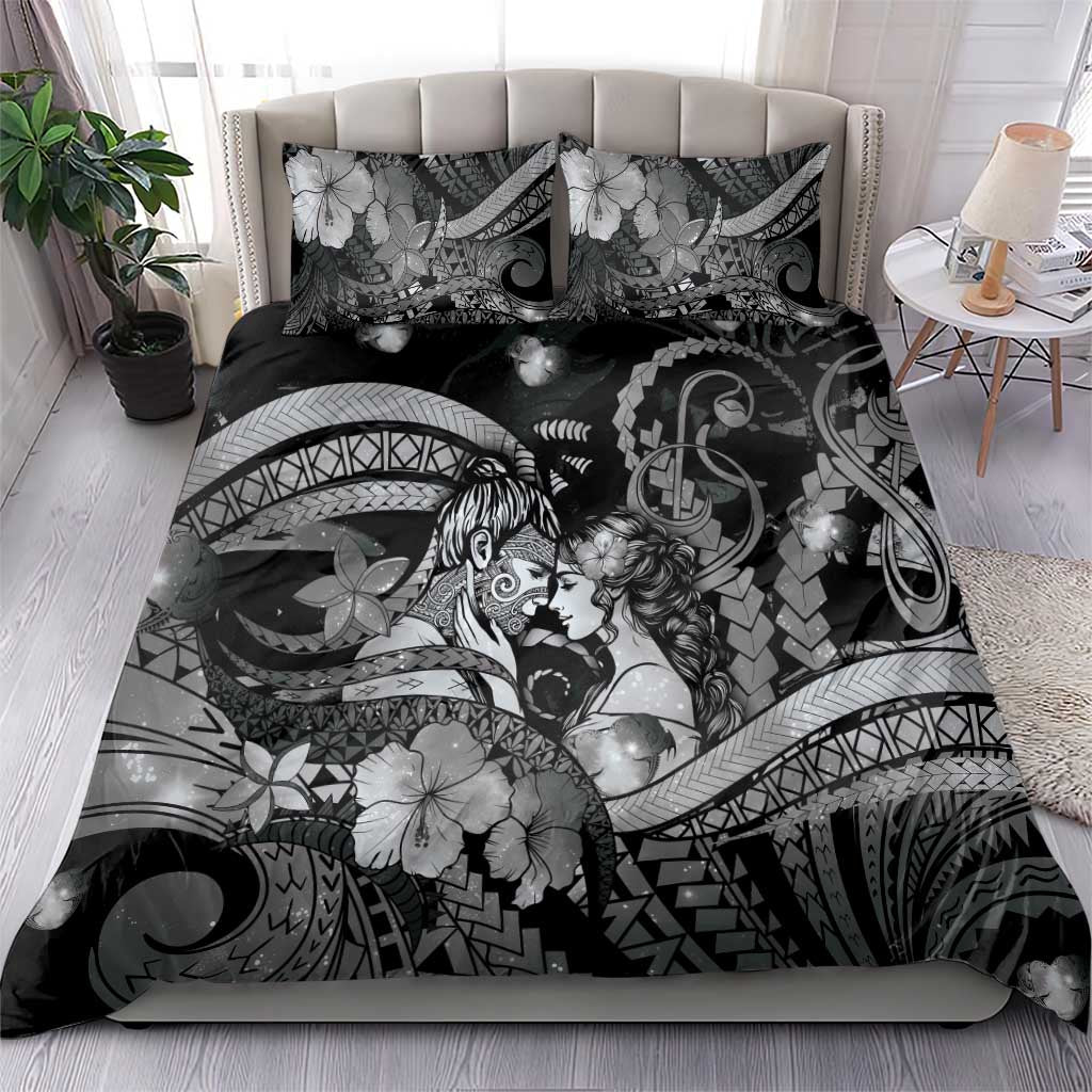 Maori Romantic Valentine Bedding Set The Hongi Kiss Black Galaxy DT05 - Polynesian Pride